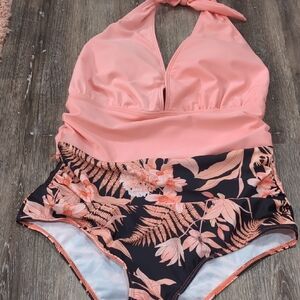 Peach Floral Swimwear